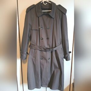 Vintage Trench Coat 44R Wm. H. Leishman Dark Grey, Plaid Lining, Water Resistant